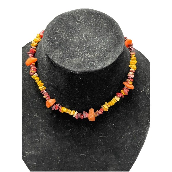 Source Unknown Jewelry - Vintage necklace, choker, natural stones, tumbling Sedona Sunset Mookaite 15”